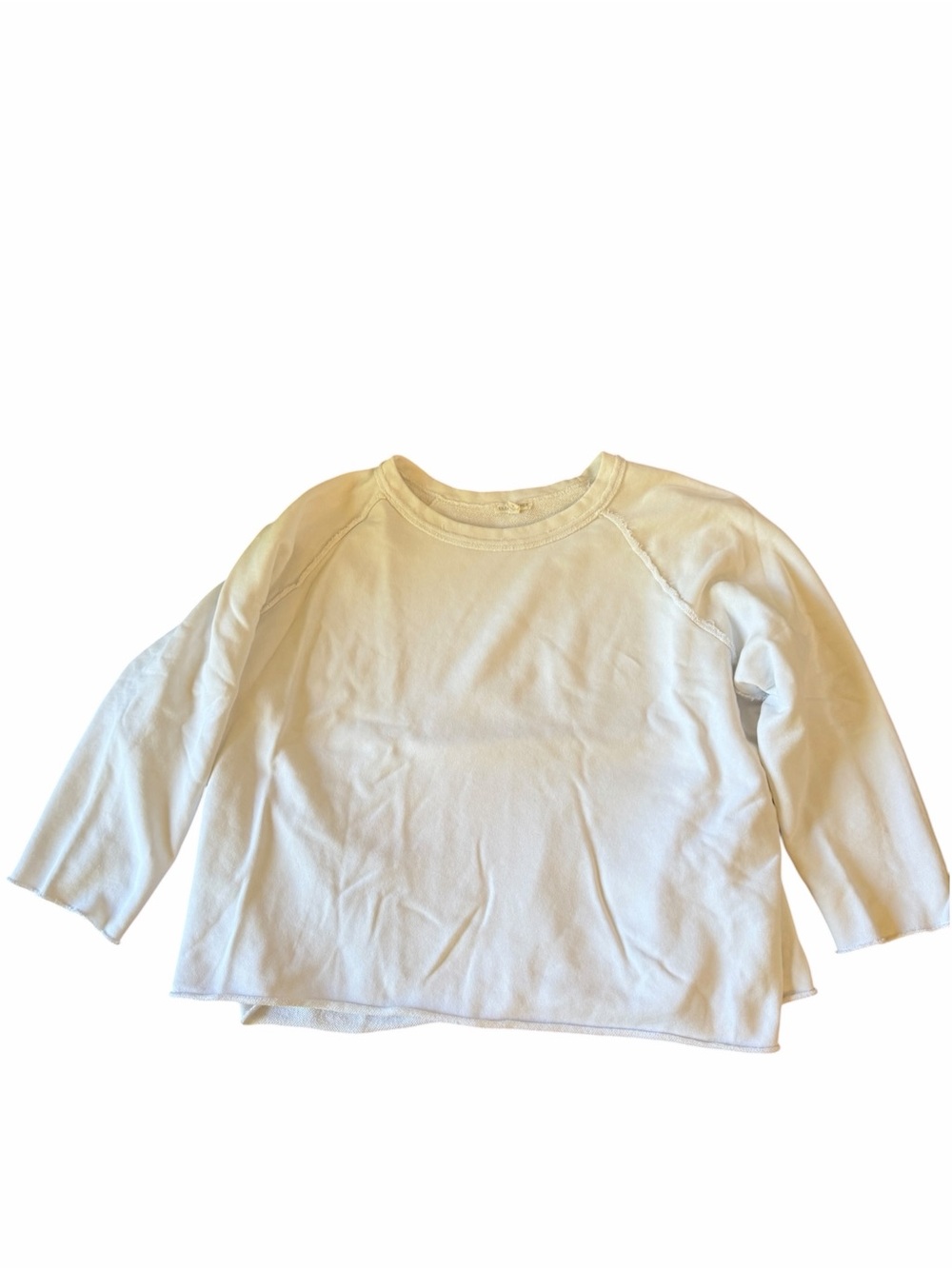 Eileen Fisher Cream Long-Sleeve Crewneck Sweatshirt